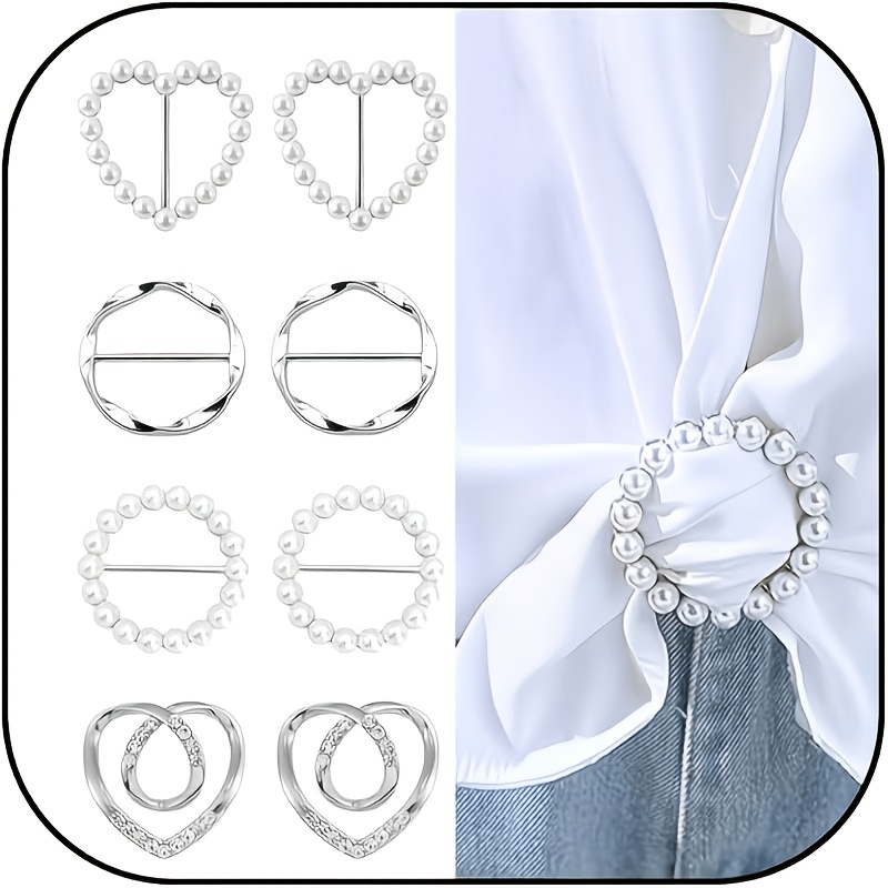 E-shop 8 Stück Elegante Süße Schalringe, Modische T-Shirt Kragen Anstecker, T-Shirt Clips und Geeignete Damenbekleidung Eck-Krawatten und Schal Knöpfe