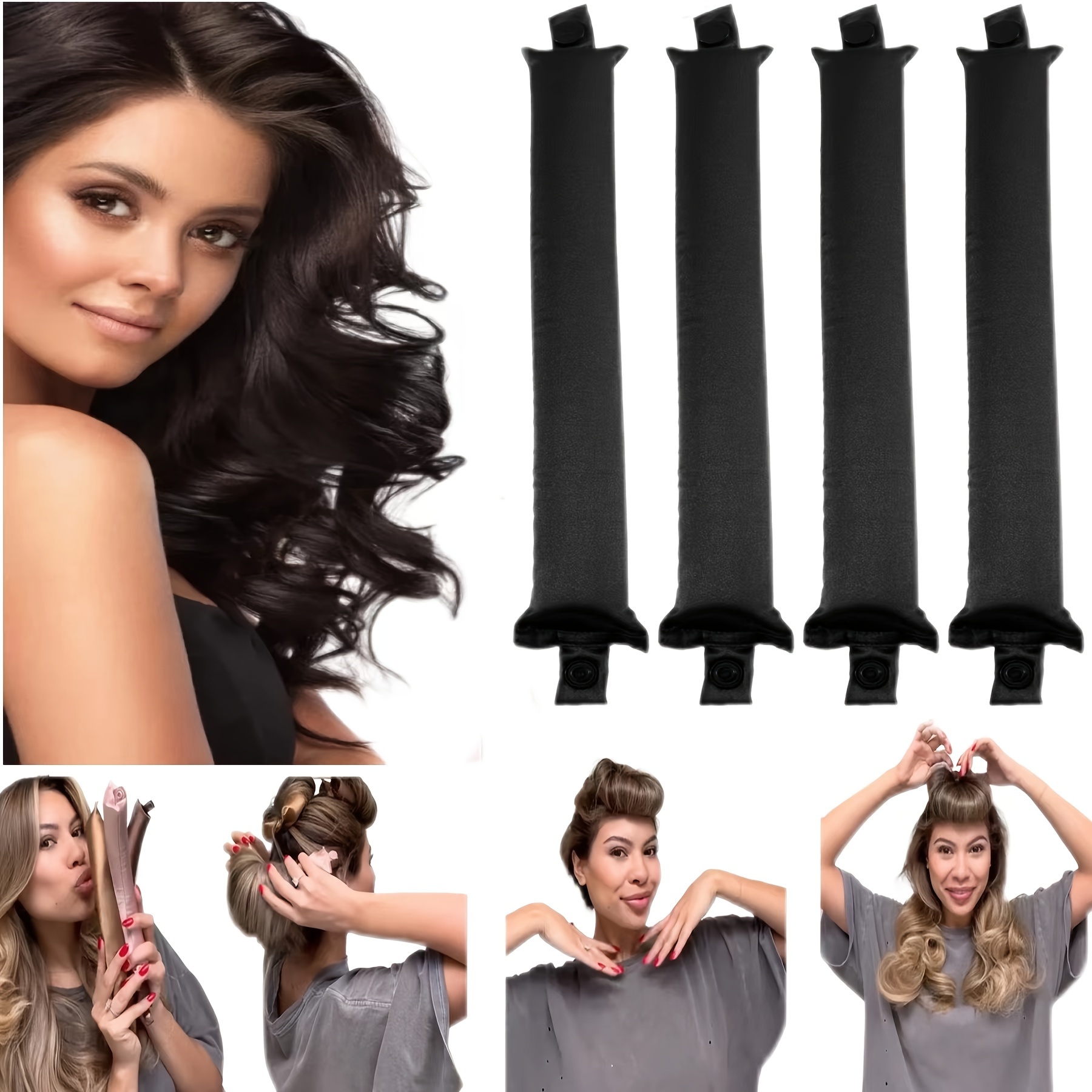 

Manual Hair Roller Set: Rubber Heatless Curling Rods For Hair - Sleeping Hair Rollers For Normal Hair Type