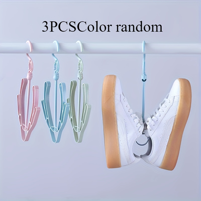 3pcs Random Color Stronghold Shoe Hanger Rack - Windproof Drying Solution For Household & Balcony - Space-efficient, Durable & Versatile Storage, Hanging Shoe Organizers