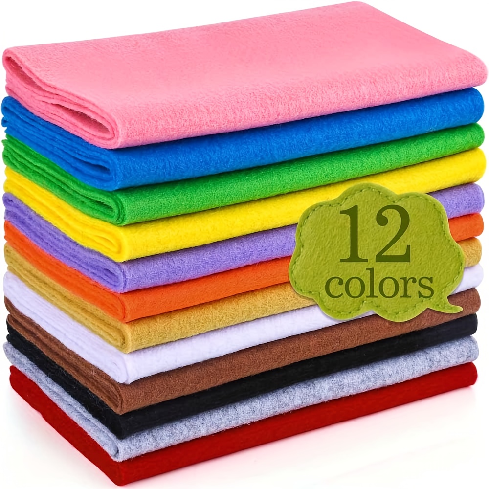 12 Rolls 8"x35" 1mm Thick Soft Felt Fabric Sheet 12 Colors Felt Pack For Diy Craft Sewing Squares Nonwoven