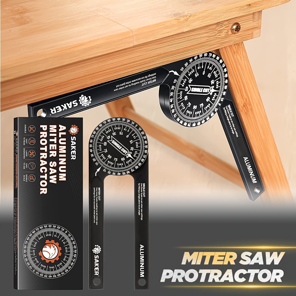 

Saker Protractor|7-inch Aluminum Protractor Angle Featuring Precision Laser-inside & Outside Miter Angle For , Plumbers And All Building (black)