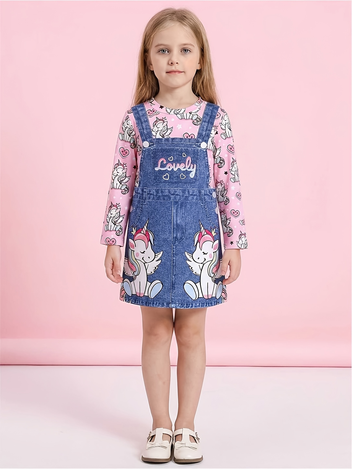 white christmas dresses Stylish Collared Denim Flair Dress for Toddlers – Unicorn Tooth main image 1