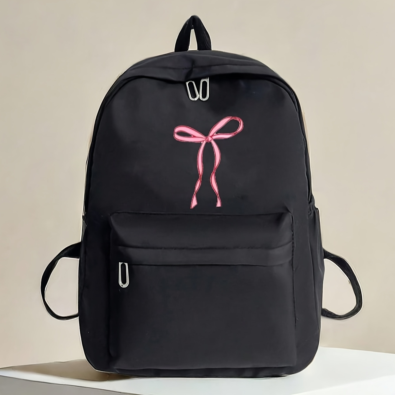 TEMU 1pc Spring Back To School Backpack. New Backpack For The Opening Of Season, Casual All-match Kawaii Bowknot Cute Exquisite Nylon Material