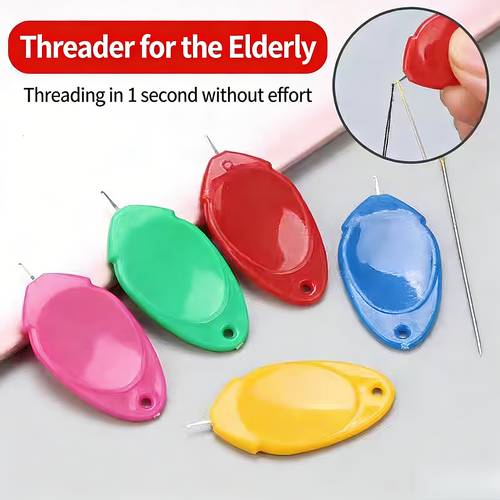 2pcs thumb needle threader quick needle threader auxiliary automatic needle recognition thumb universal sewing threader random