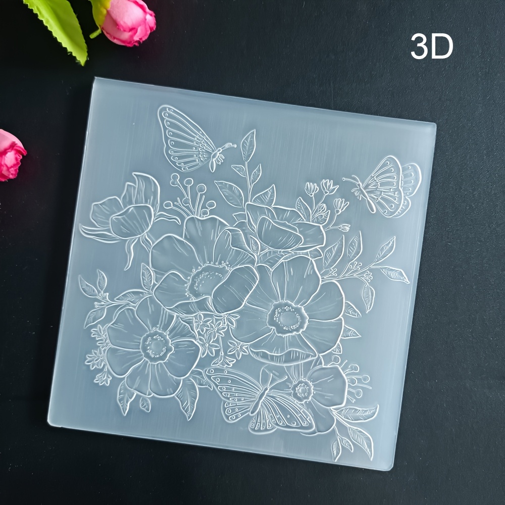 TEMU 1pc Flower 2d/3d Embossing Folder Plastic Embossing Folders For Card Making Embossing Machine Template For Paper Craft Album Stamps Decor