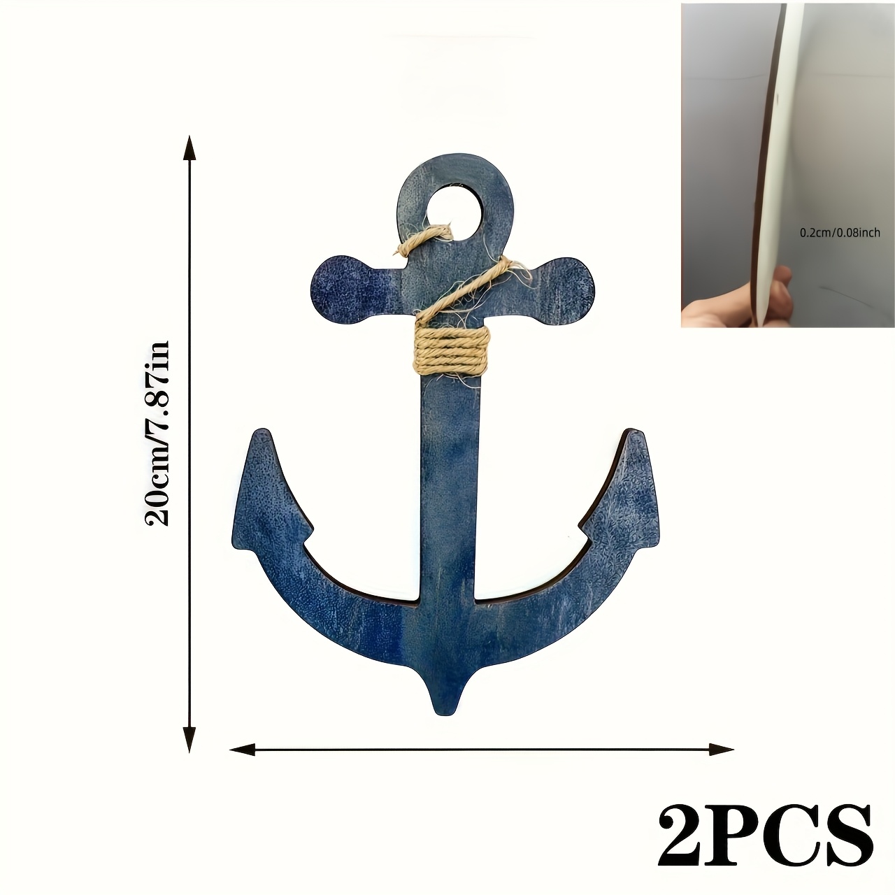 2d Flat 2pcs Set - 2d Wooden Anchor Ornament - Perfect Door Hanging Decor For Spring Summer - Suitable For Walls, 2d Flat