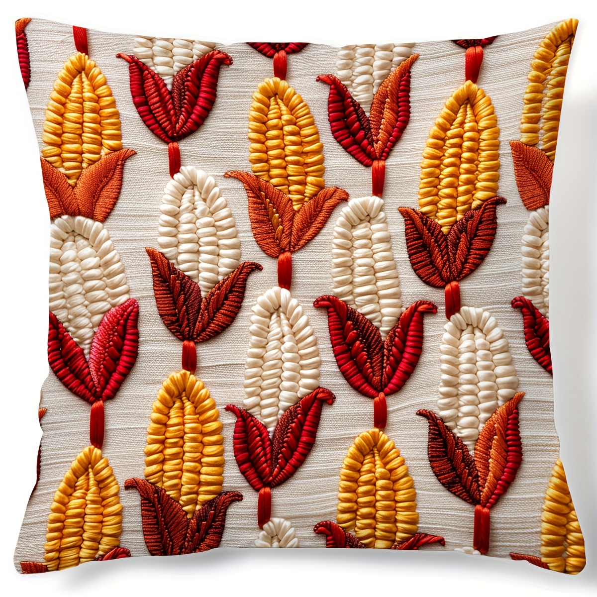 

Autumn Charm Pillow Cover - 17.7" Square With Pumpkin, Sunflower & Maple , Zip Closure, Hand Washable Polyester - Sofa & Bedroom Decor