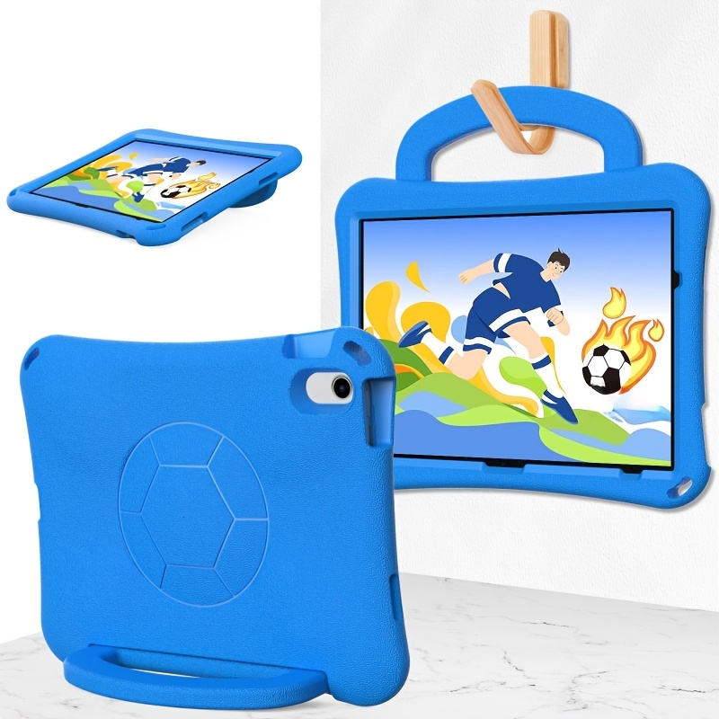 Soccer-Themed for iPad 10th Gen &amp; Air 6 Soft Foam Shockproof Case with Adjustable Shoulder Strap - Lightweight, Scratch-Resistant, Vinyl Protective Cover for Sports Fans