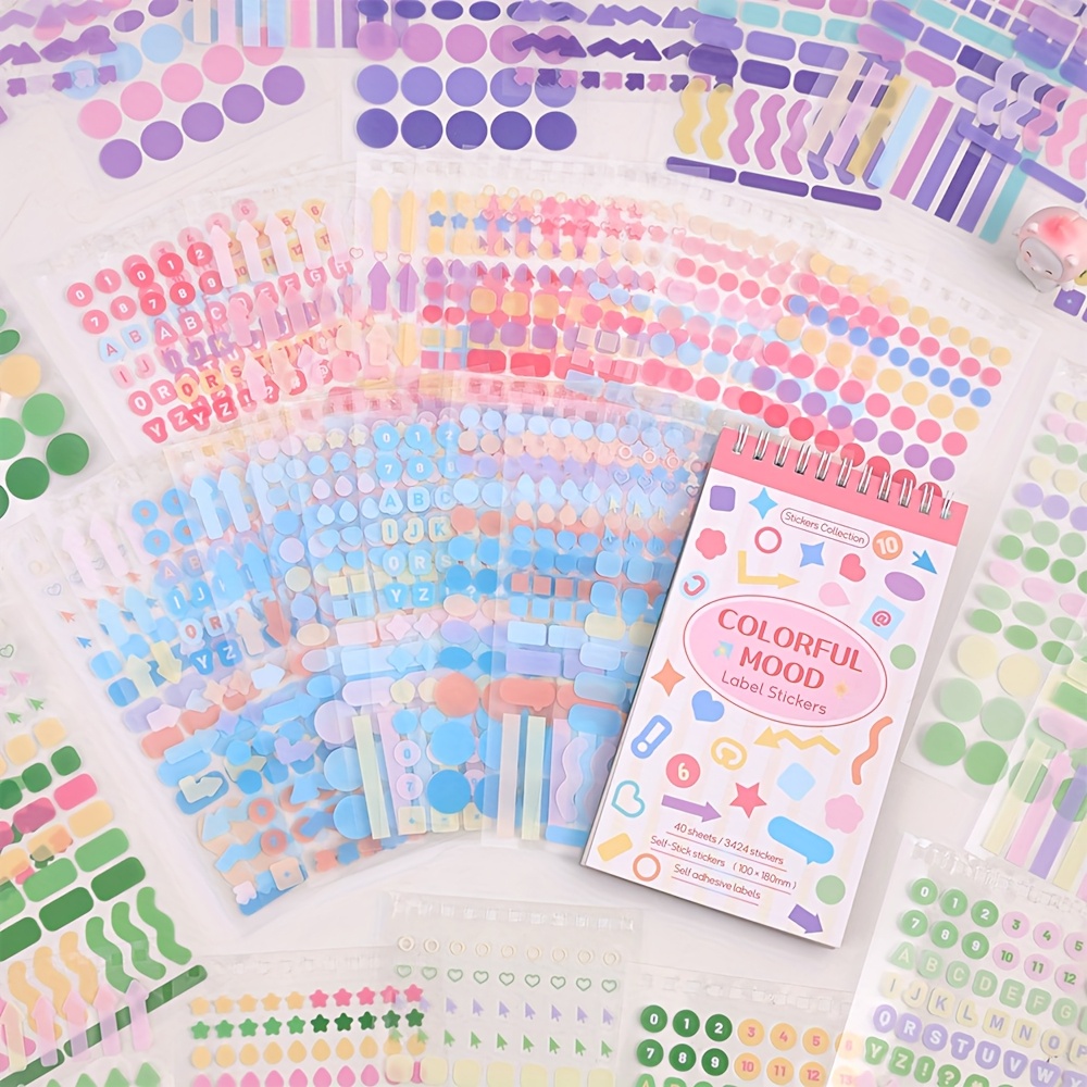 3424pcs Colorful Mood Stickers for DIY Crafts