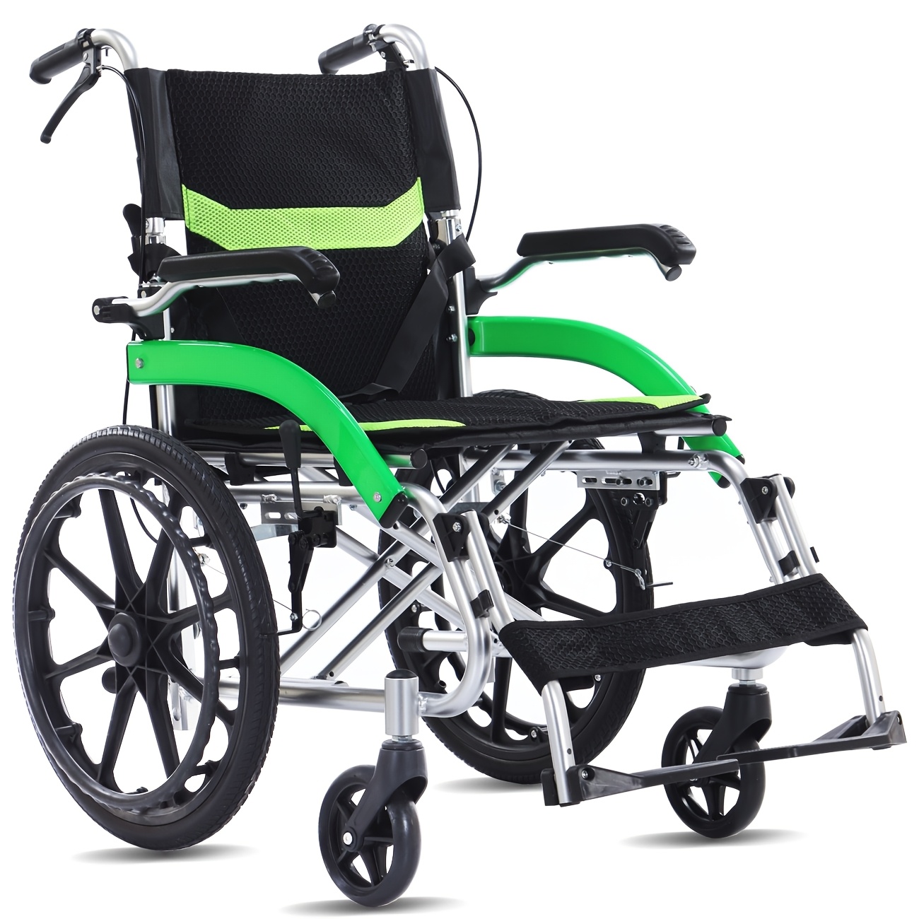 19lbs Ultra-Lightweight Foldable Transport Wheelchair – Portable Aluminum Travel Chair With Bag, Supports 220lbs