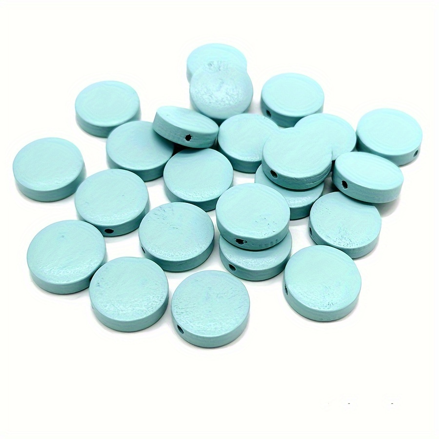 20pcs Flat Round Wooden Beads for DIY Jewellery Making