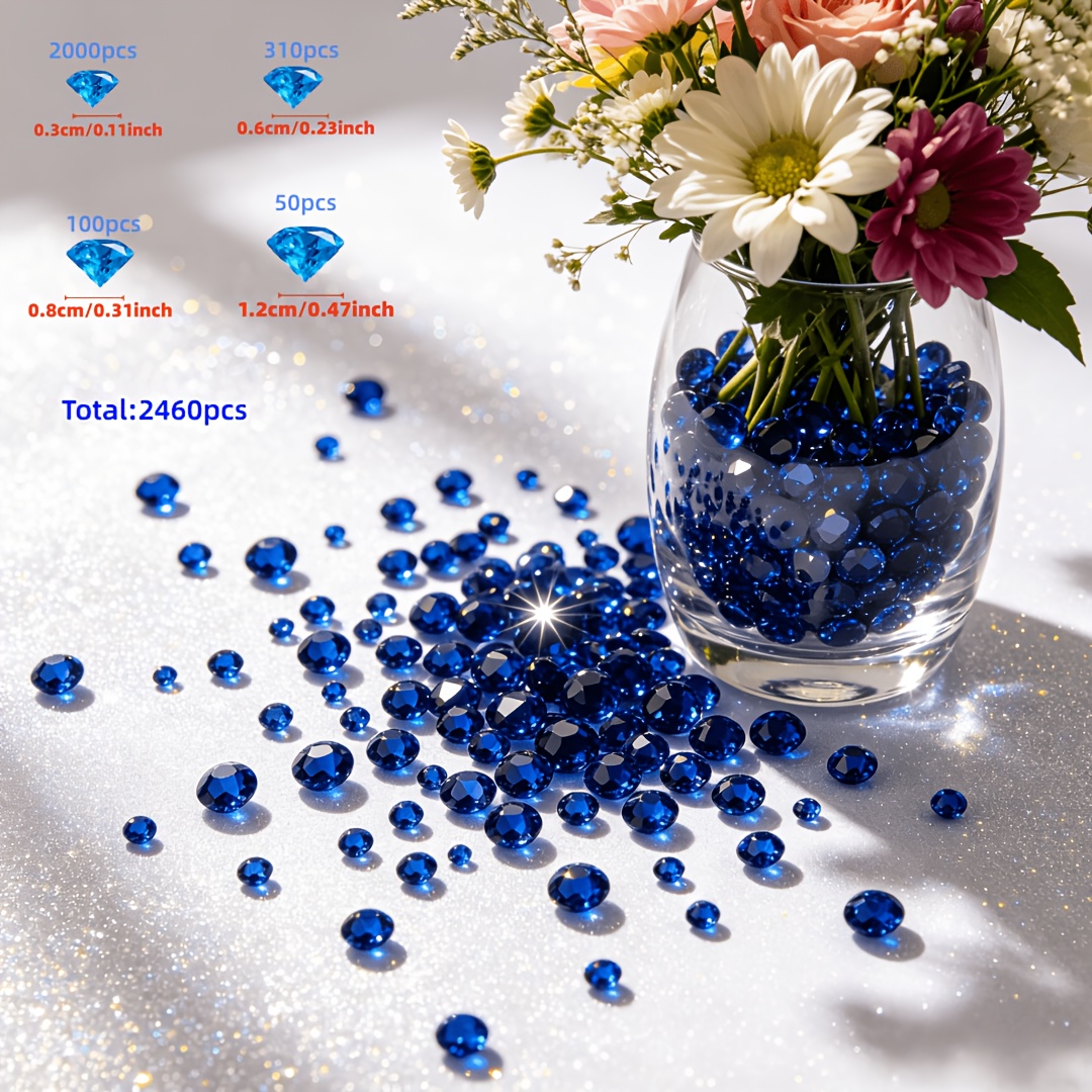 TEMU 2460pcs, de fausse en acrylique, , Garniture de vase, simulés brillants pour décorations de remplissage de vase, Centres de table de bougies,