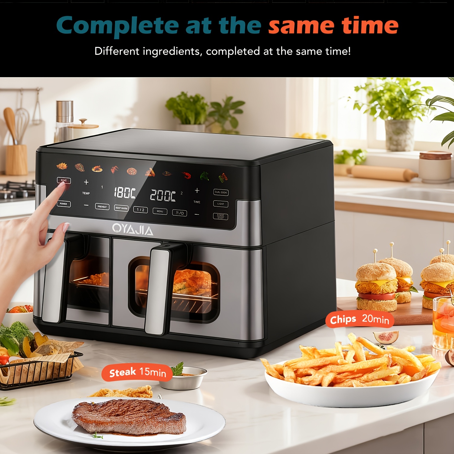 10L Luchtfriteuse-oven met dubbele mand