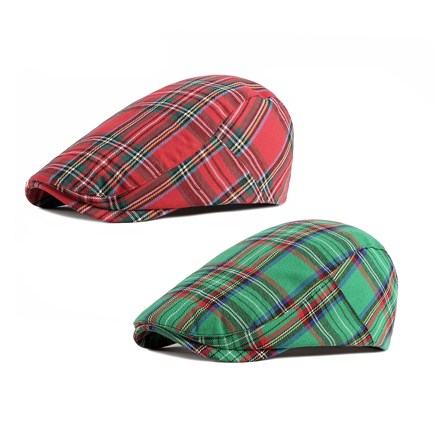 Classic Adjustable Ivy Irish Newsboy Golf Flat Cap Hat Multi Colour Pattern Driving Beret Hats 2pcs