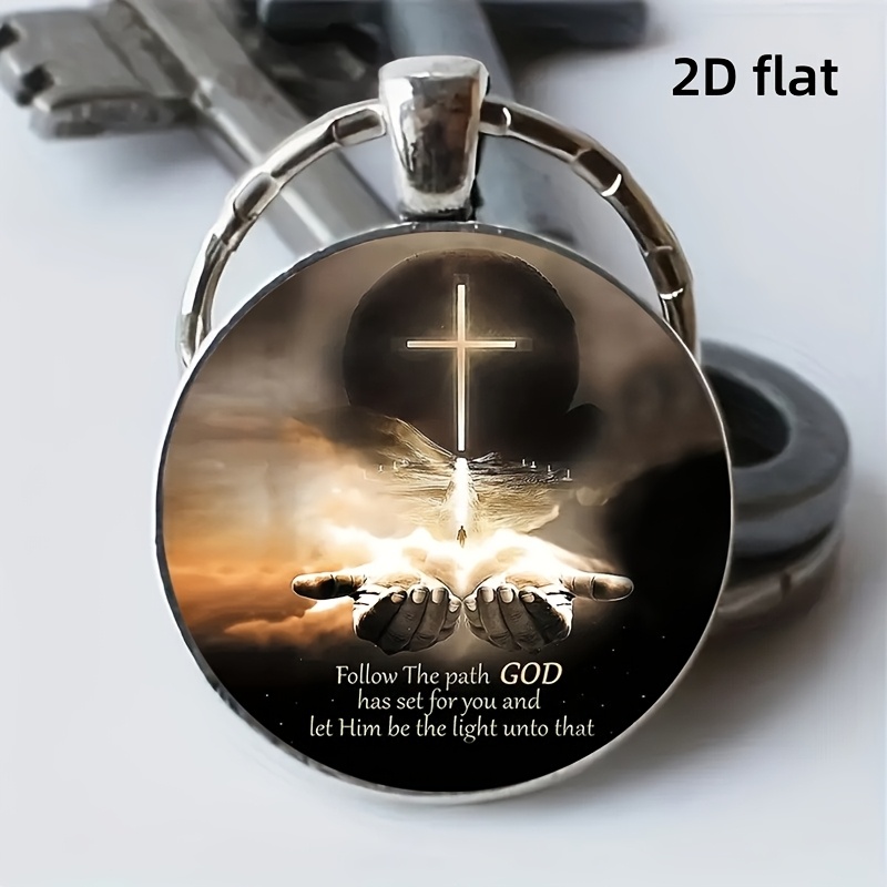 2d Flat, 2d Flat Cross Jesus Letter Keychain, Birthday Graduation Christmas Holiday Party Gift, Creative Jewelry For And, 2d Flat