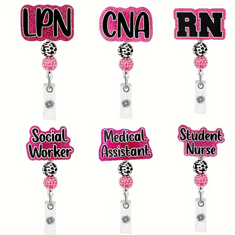 

Beaded Acrylic Patch Badge Reel Retractable Nurse Id Card Business Card With Alligator Swivel Clip Badge Holder Suitable For Nurse School Gifts
