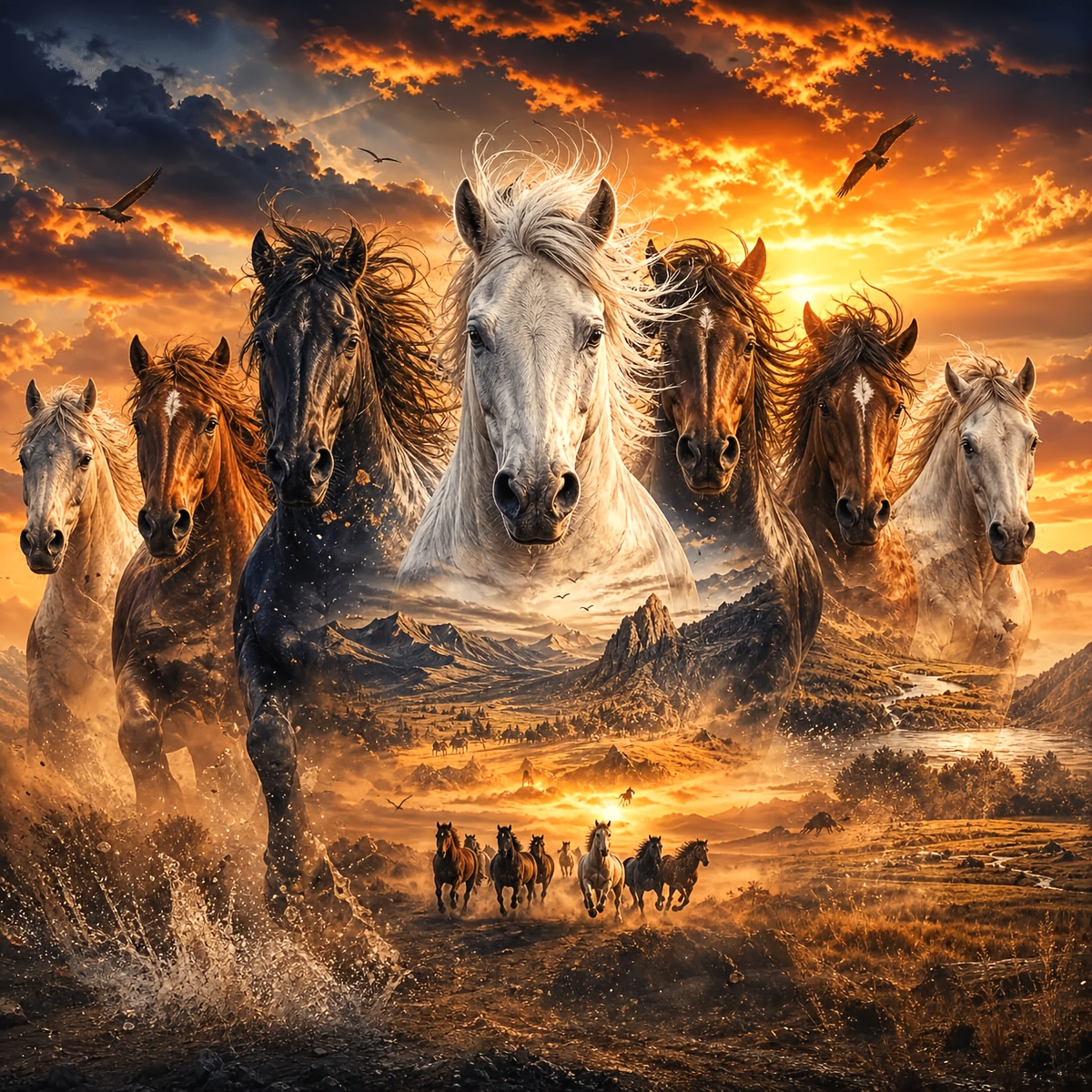 TEMU 1pc Large Size Frameless Round Drill Diamond Painting Kit, Horse, 5d Diamond Painting Full Artificial Rhinestone Mosaic Painting Kit Coating Kit