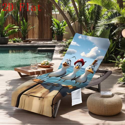 2d flat printed 1pc cute funny birds wood grain printed chair covers for summer hawaiian pool party decor spring summer beach chair towels lounge chaise towels for picnic camping