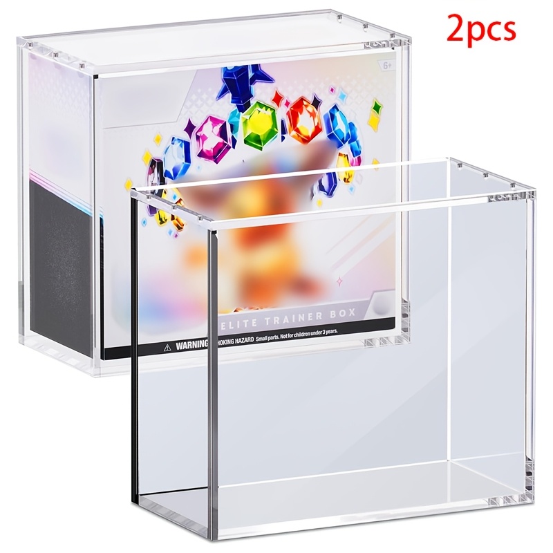 2pcs 5mm Acrylic Stackable Display Case Set, Compatible With Elite Trainer Etb, Acrylic Doll Box Magnetic Dust-proof With Lid Stackable Display, For Trading Cards, Collectibles And Sports Memorabilia