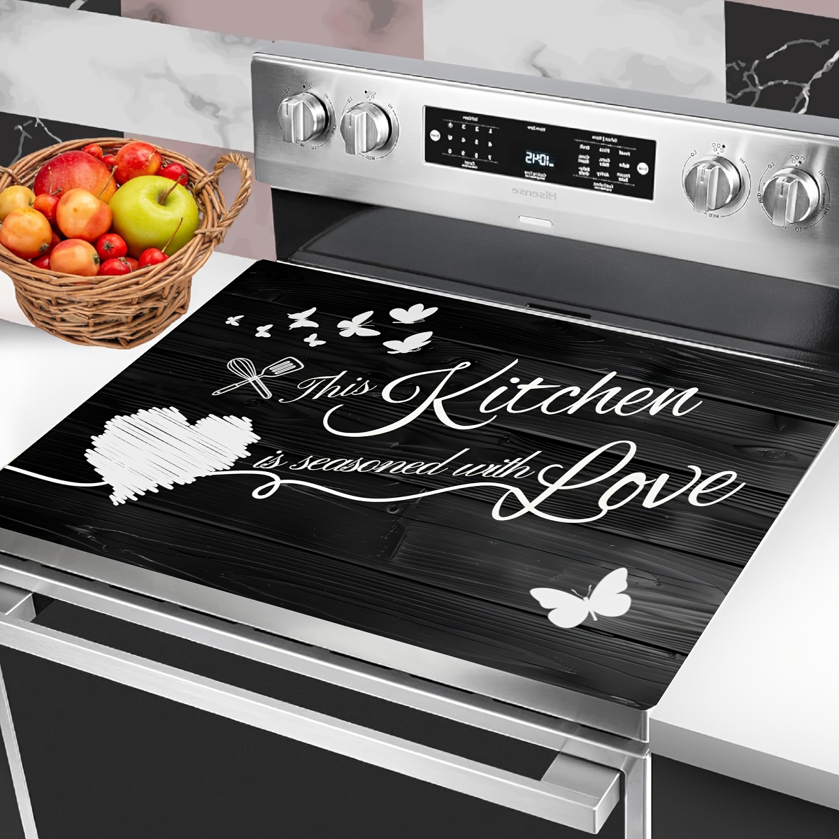 1pc kitchens   of the home extra large 28 5x20 5 scratch resistant protector mat non slip heat resistant countertop pad with elegant floral   for stove   coffee machines appliances   home kitchen decor details 5