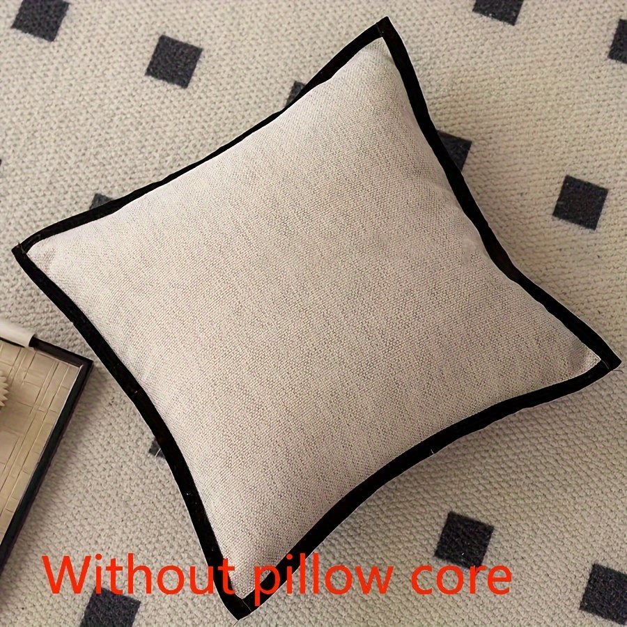 Image of 1pc Vintage Tea Color Pillowcase With Soft, Breathable Oatmeal Milk Tea Color And Black Border, Vintage Green, Asian For Living Room Sofa