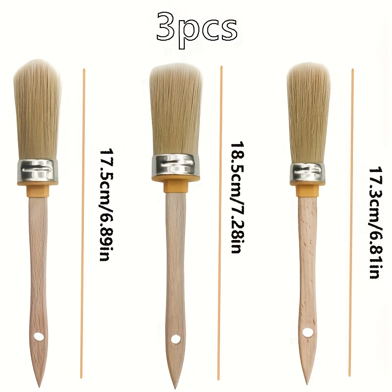 E-shop 3-teiliges Set Präzisions-Pinsel mit runder Spitze, komfortable Holzgriffe, ergonomisches Design, geeignet für Wände im , Dekorleisten,