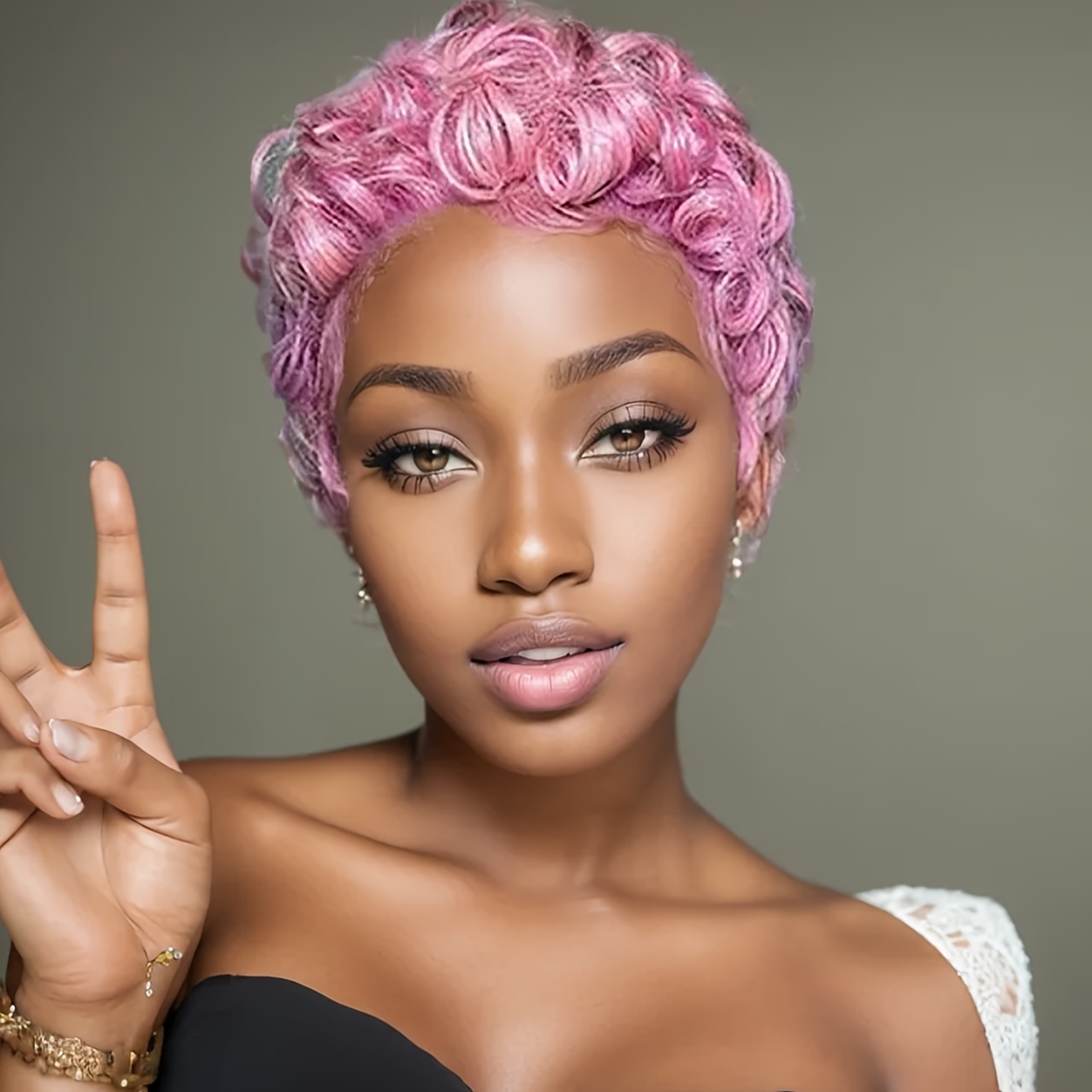 Women' Short Cut Wig Synthetic Curly Hair - Lightweight Breathable , Volume & Soft Curly For Daily Wear, Parties, Theater | Suitable For Women