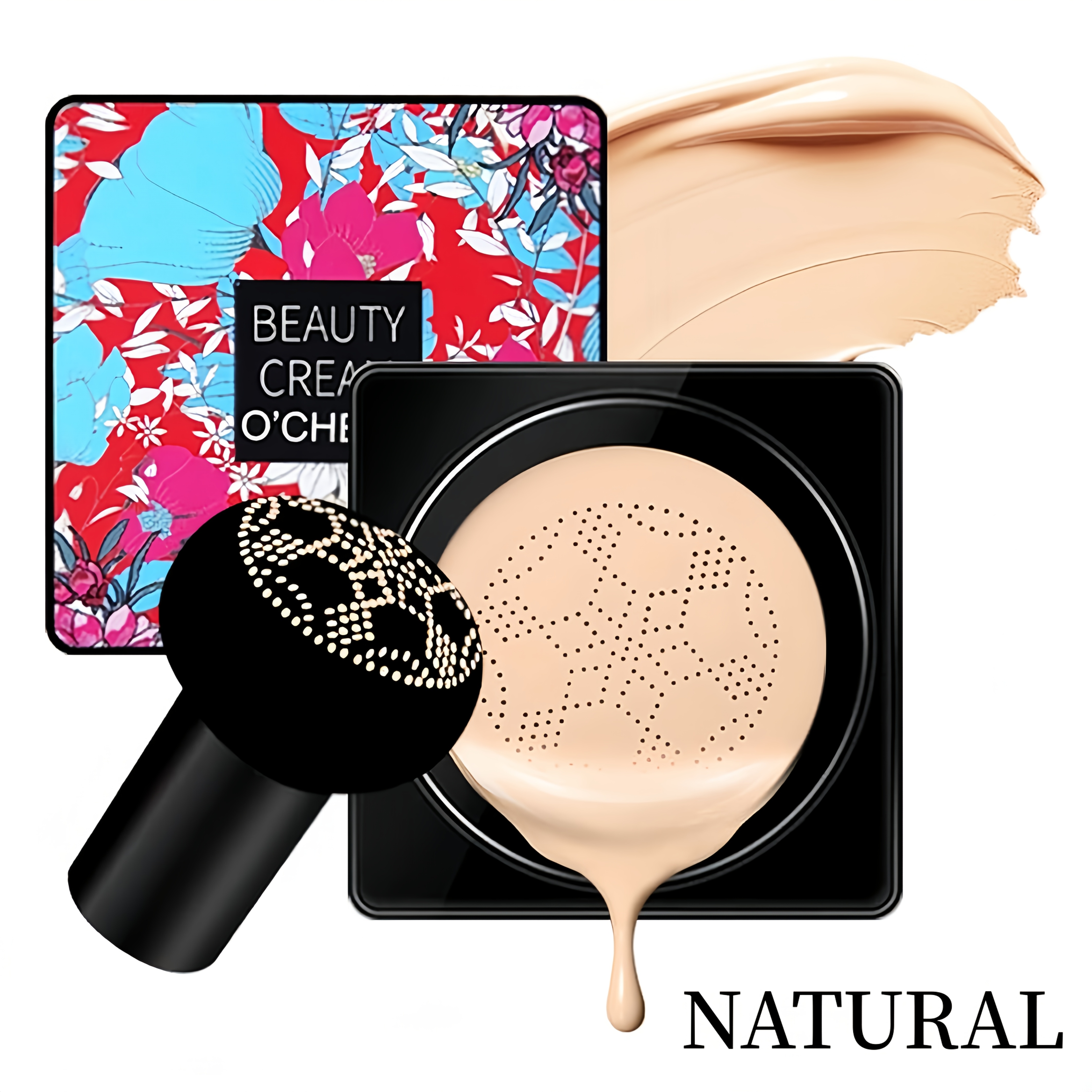 Mushroom-head Cushion Foundation - Natural And Breathable Coverage, Long-wear Formula, With Hydration And Skin-brightening Benefits