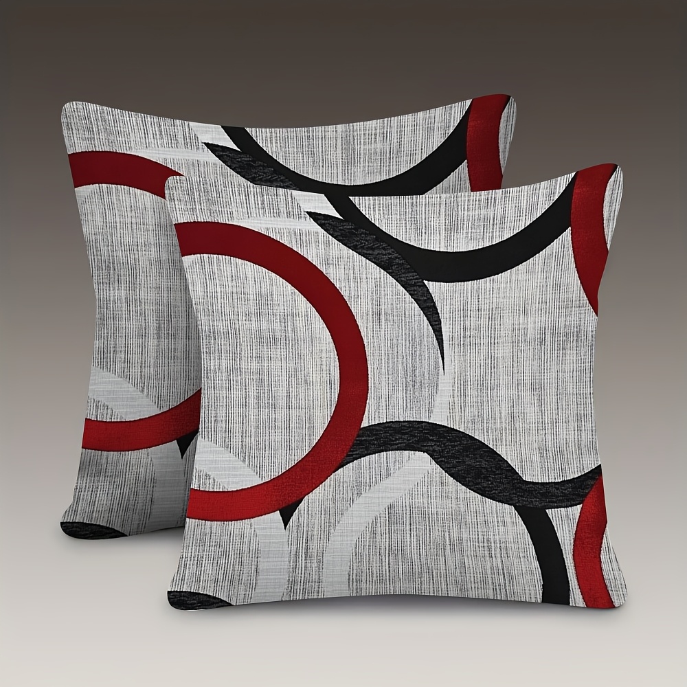 TEMU 2pcs, Double-sided Soft Short Plush Cover 18x18 Inches, Featuring A Modern Abstract Texture Design On A Gray Background, Ideal For Sofas, Living