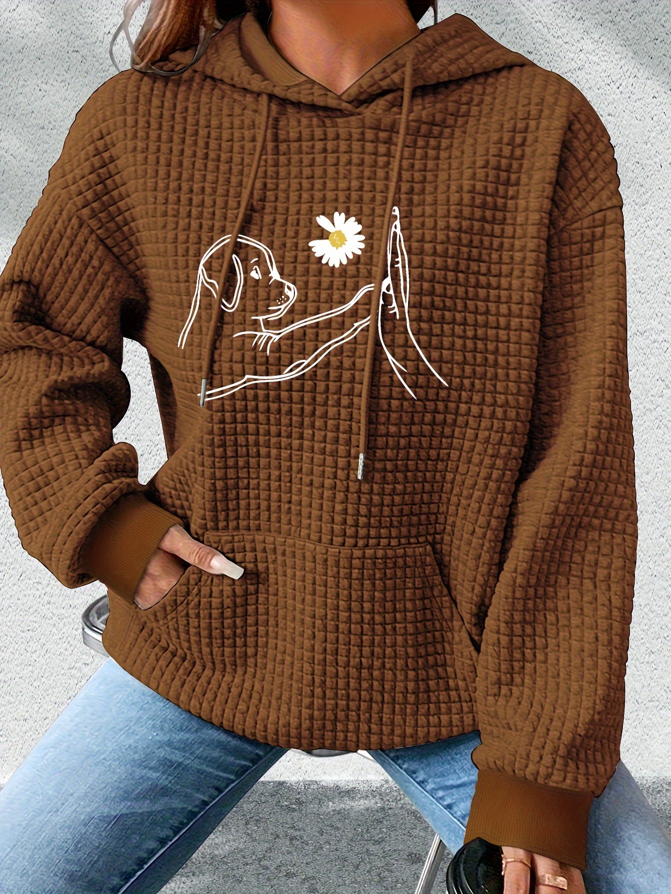 moletom casual feminino com e estampa de cachorro Temu Portugal