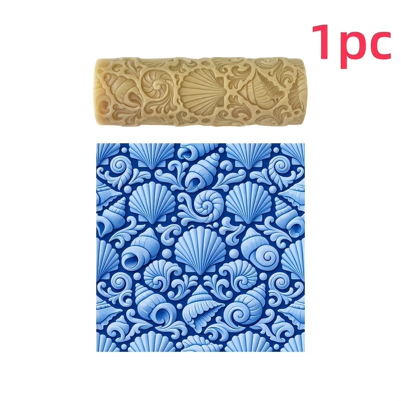 TEMU 1pc Ocean Shell Texture Embossing Texture Roller - Ocean Shell Texture Embossing Tool, Suitable For Ceramics, Pottery, Sculpture, Weaving,
