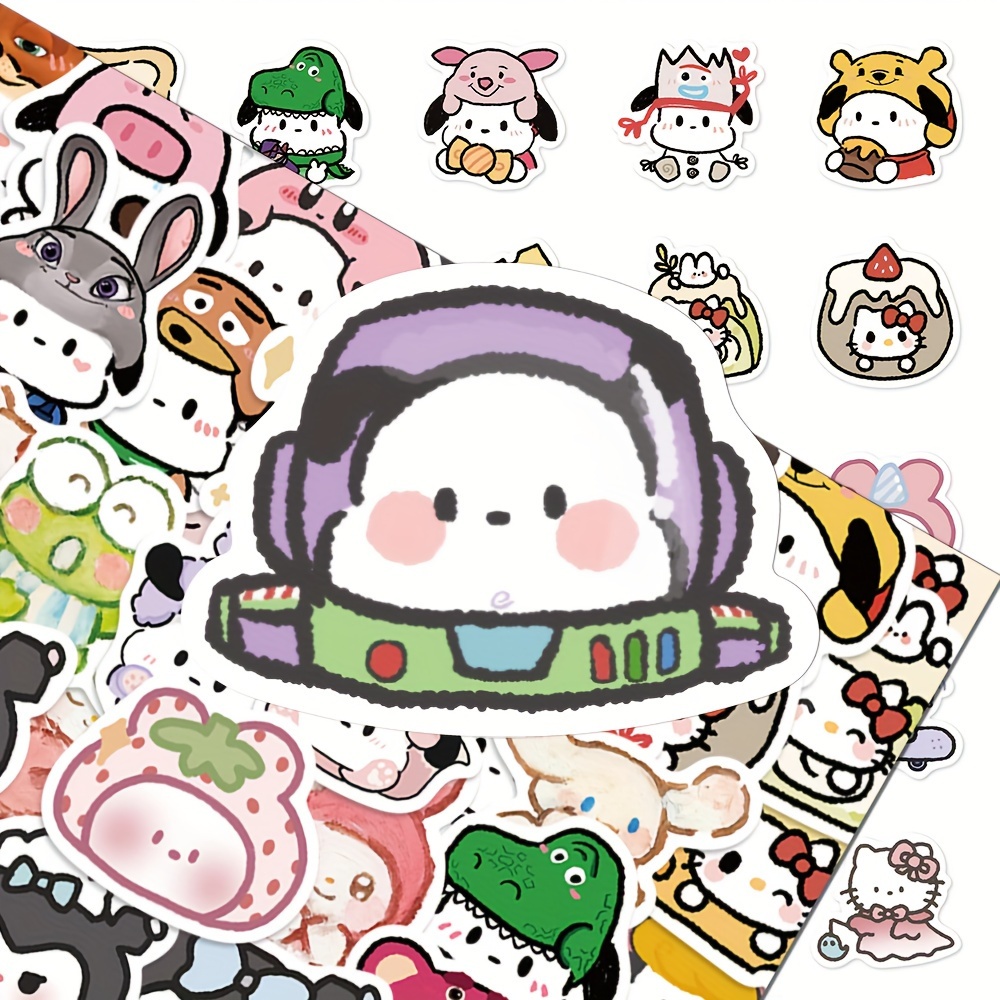 

56pcs Hand-painted Stickers, Graffiti Stickers, Waterproof Pvc Cartoon Stickers For Laptop Cup Refrigerator Book Luggage Table Helmet Skateboard Camera Guitar