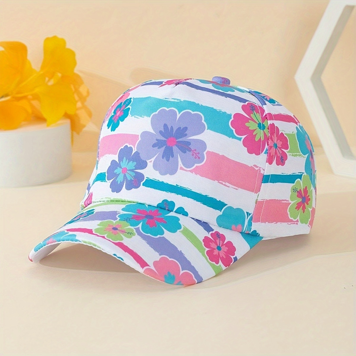 

1pc Floral Graffiti Style Colorful All Seasons Baseball Cap, Cute Sweet Breathable Casual Duckbill Hat, Perfect For Daily Wear, Outdoor Sports & Back-to-school Gift