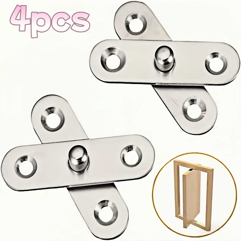 TEMU 4pcs Heavy Duty Stainless Steel 360° Rotating Pivot Hinges Suitable For Furniture, Cabinet & Door - Concealed Hidden Door Hinges With Removable