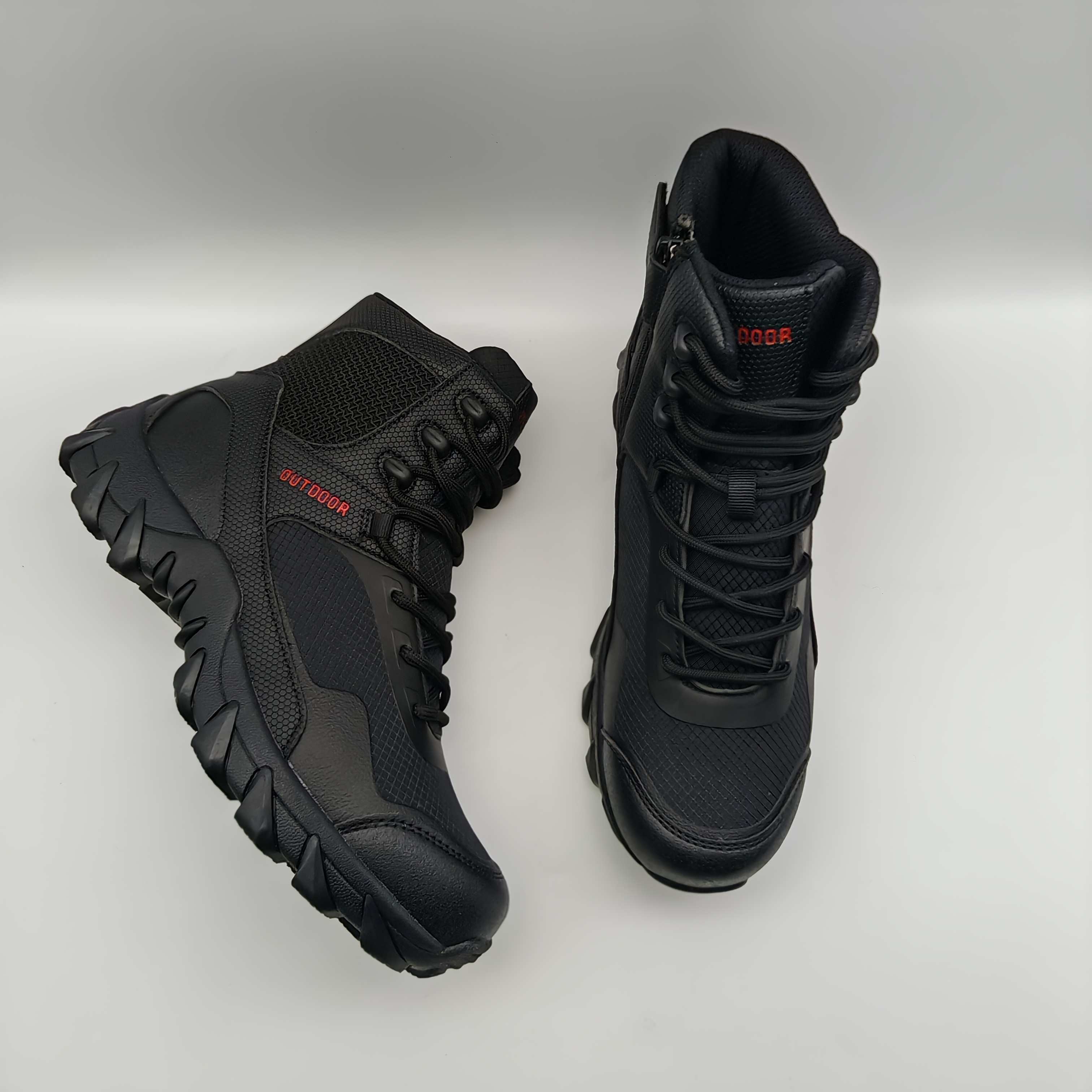 Men's All Terrain Hiking Boots, High Quality Work Boots with Zipper, Breathable Outdoor Shoes for Hiking, Camping, Work