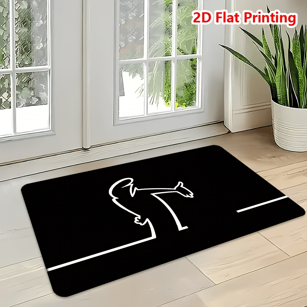 TEMU 1pc Modern Minimalist Non-slip Flannel With Thick Sponge Base & Anti-slip Backing - Soft Absorbent Suitable For Entryway,, Bathroom, Machine