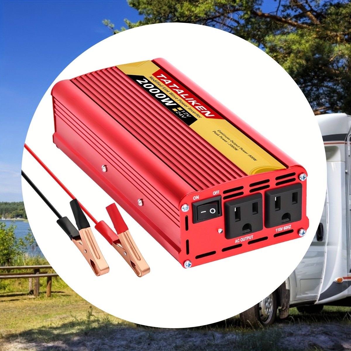 

Portable Automatic Power Adapter For Vehicles And Ships, With A 2000w Inverter 12v To 110v Socket Transformer.