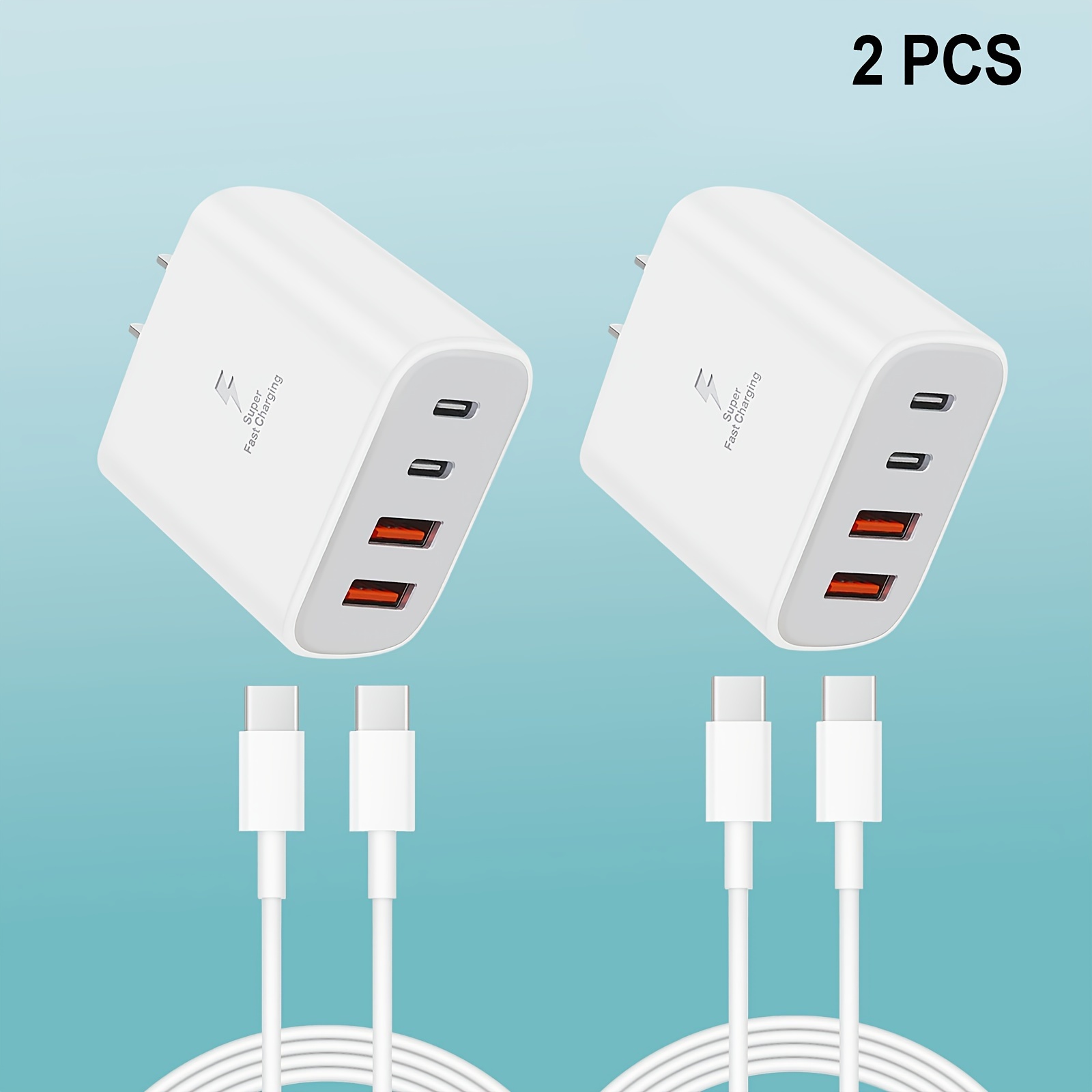 

2pcs For Super Fast Charging Ipad Charger Usb C Wall Charger Fast Charging 4ft Cable