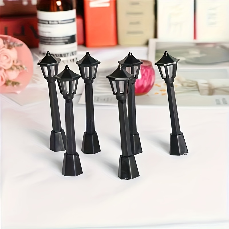 Image of 6pcs Miniature Vintage Oil Lamp Street Light Model - Perfect For Decor Design - Battery-free, No Feathers - Suitable For