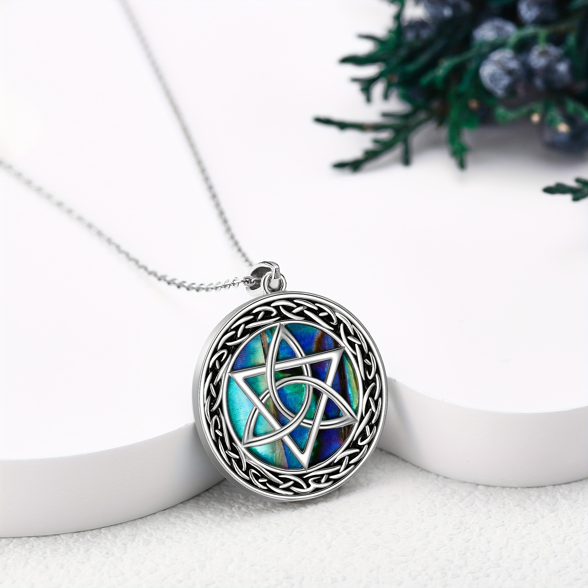 Star of David & Celtic Knot Pendant Necklace, 925 Sterling Silver