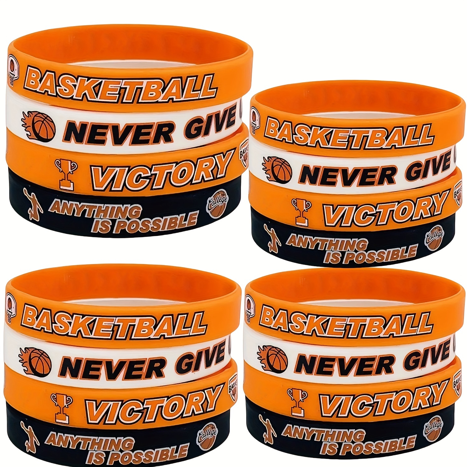 

16pcs Basketball Motivational Silicone Wristbands - Basketball Parties Or Sports Enthusiasts