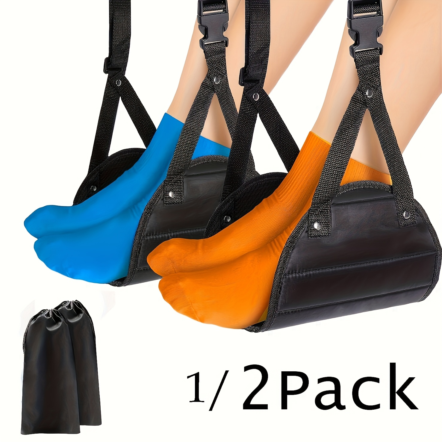 A Foot Hammock for Airplanes, Footrest, Travel Footrest for Flights, Hanging Leg Hammock with Straps, Portable Travel Accessory, Adjustable Height for Use in Planes, Trains, And Offices.