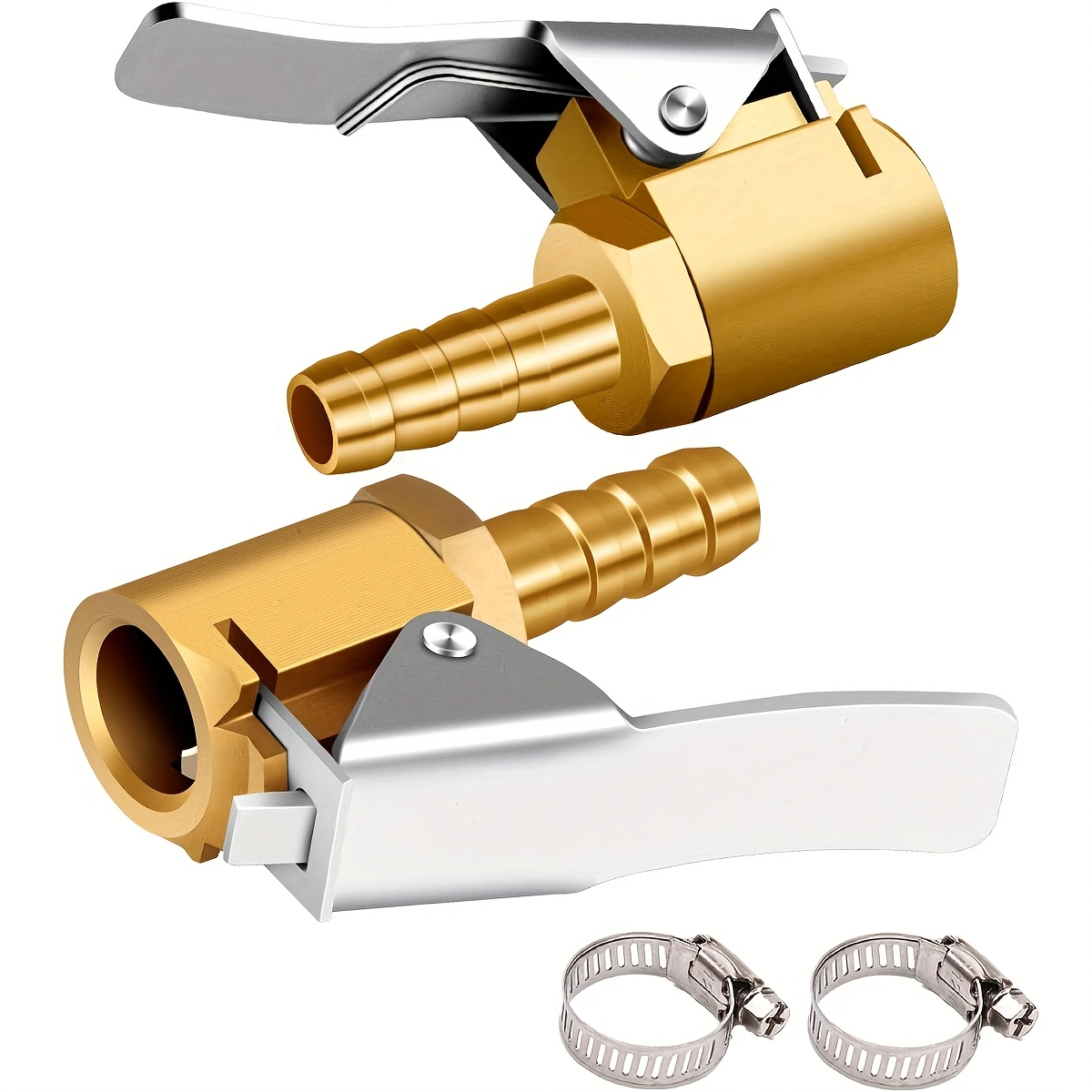 Image of 1/4" Tire Inflator Lock On Air , Mini Air Compressor Portable Tire Inflator Tire Hose End With Connector For Hose Repair