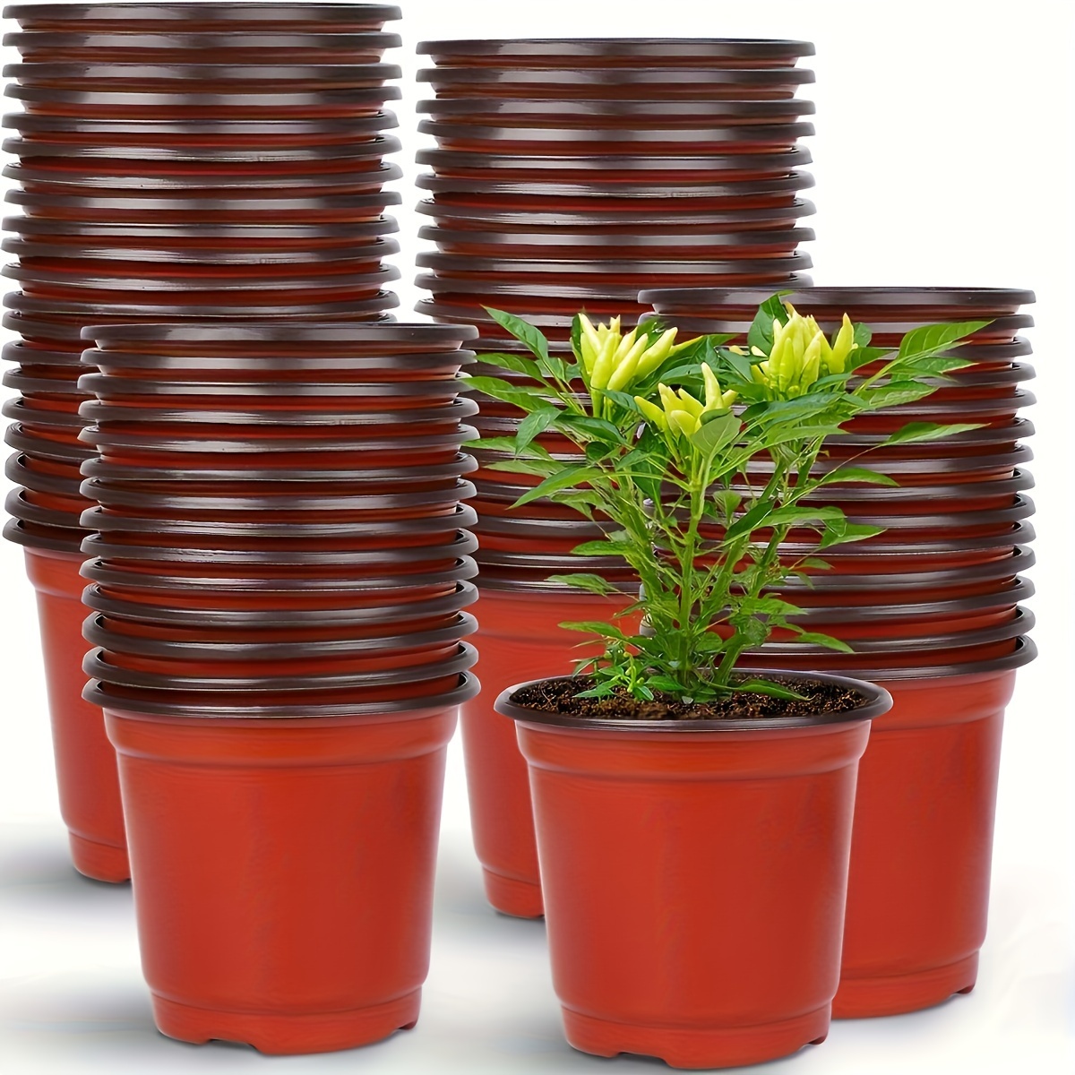 TEMU 50-pack Plastic Cone-shaped Seedling Cups With Drainage , Traditional Style, For & Outdoor Planting, & Lawn , Potting Tools & Container Accessories