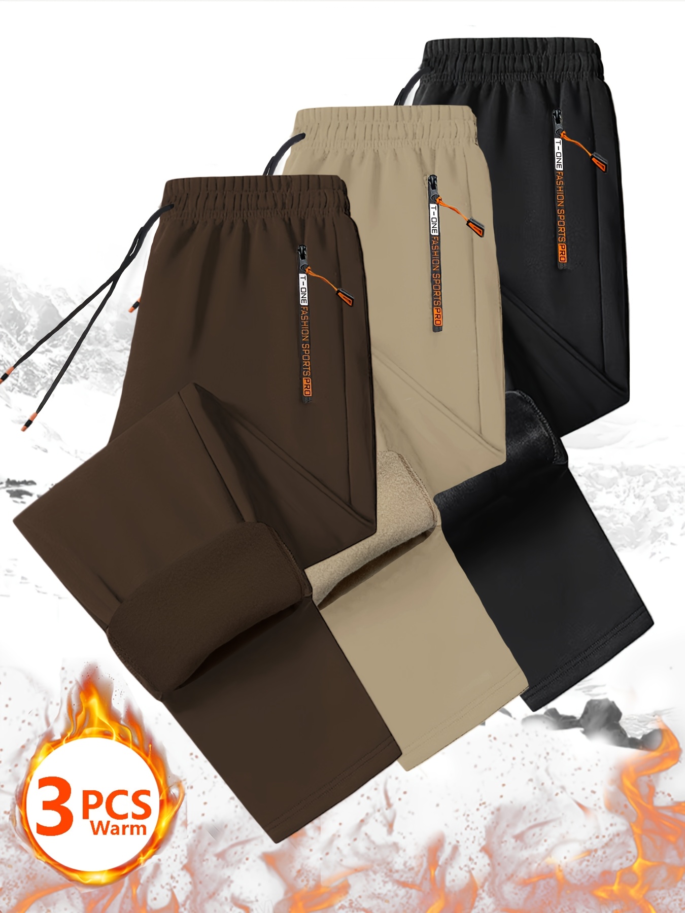 3pcs Men'S Winter Warm Fleece Sweatpants with Zipper Pockets - Casual Track Pants, Drawstring Waist, Solid Color, Regular Fit for Running, Workout, Gym & Outdoor Activities, Workout Pants, Gym Apparel, Sleek Design, Comfortable Fit, Men Fleece Lined Trouser, Men Fleece Trouser, Trouser For Men, Track Pant Men, Men Sport Pants, Men Jogging Pants, Men Pant, Sweatpant Men, Men Trouser, Jogger Pant For Men, Men Tracksuit Pants, Men Pants, Men Sports Pants, Men Warm Pants, Men Dress Pants