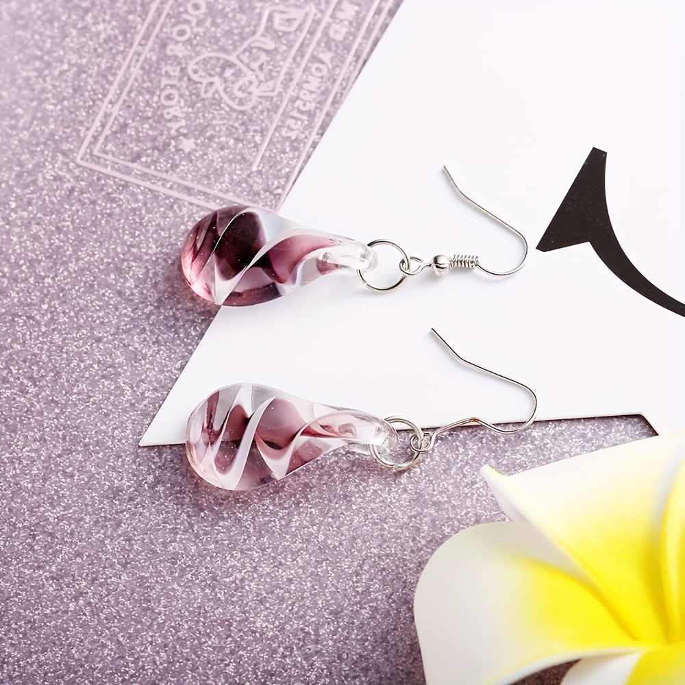 Women's Creative Glass Teardrop Pendant Earrings