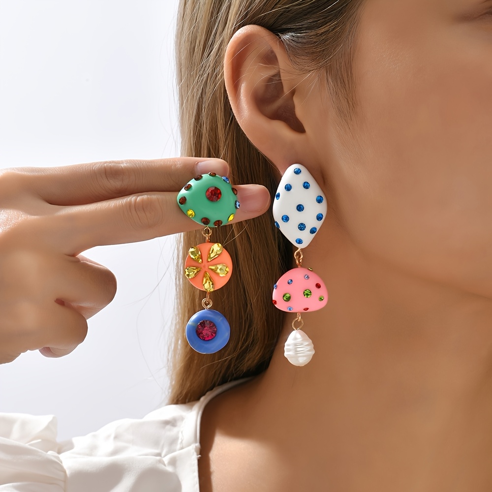 TEMU Fashionable Asymmetrical Design Women's Dopamine Earrings, Trendy Luxury Acrylic Irregular, Ideal Perfect Jewelry Gift For Lovers,, And Mothers