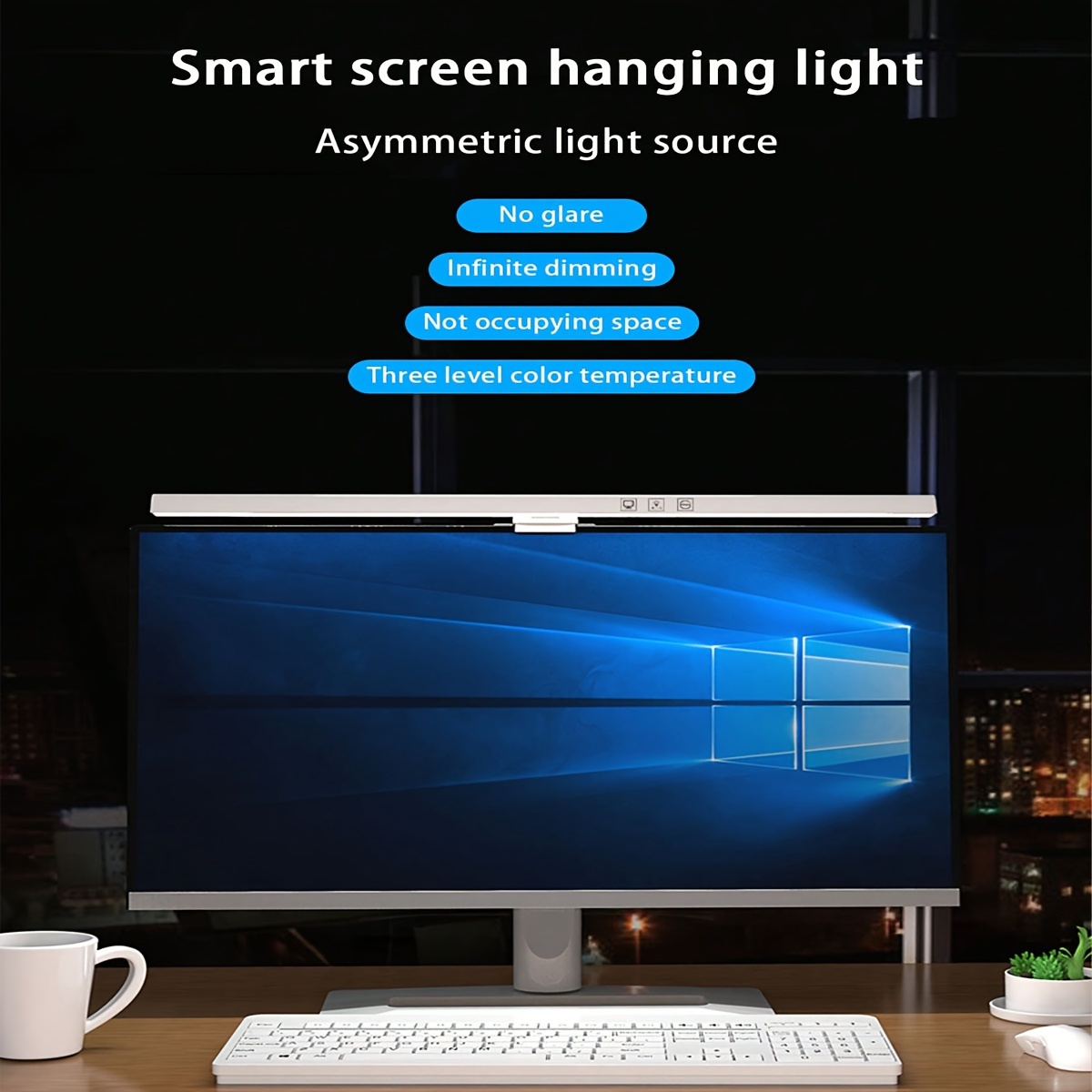 Lámparas de escritorio para oficina en casa, luz de pantalla de  computadora, lámpara de monitor de computadora, luz de monitor de pantalla  para