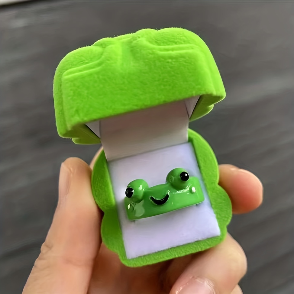 

1pc Cute Cartoon Frog Shape Ring And Frog Shape Ring Storage Box