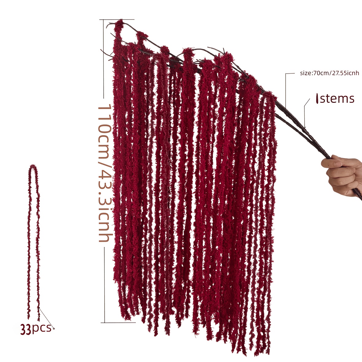 TEMU 34pcs Set Of Branches, Plush Texture Tassels And Full, Flexible And Easy To Shape, Suitable For Wreaths And Ornaments. Durable Material, Indoor